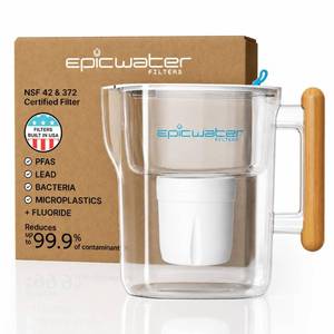 lot 5613 image: Epic Pure XP Water Filter Pitcher with Advanced CoreXchange Filter  NSF Certified  Removes PFAS, Lead, Chlorine & More  BPA-Free  Made in USA (White & Bamboo)