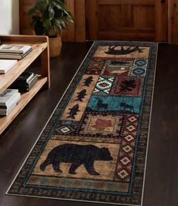 lot 5619 image: YIHOUSE Washable Rustic Cabin Runner Rug 2x6 Hallway