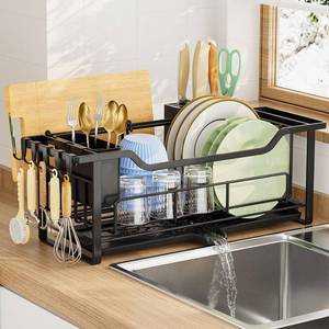 lot 5628 image: AIDERLY Narrow Dish Drying Rack Dish Drainer, Black