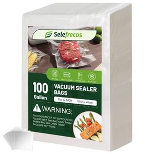 lot 5643 image: 100 Gallon Vacuum Sealer Bags, Heavy Duty BPA Free 11 x 16 Inch Vacuum Seal Bags for Food Saver, Seal a Meal, Weston. Commercial Grade Vacuum Food Storage Bags for Sous Vide Freezer Storage Meal Prep