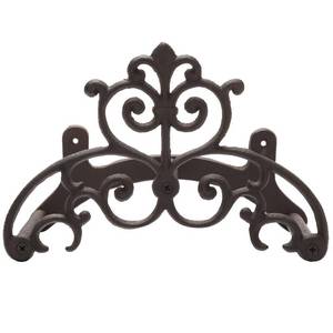lot 5647 image: MyGift Brown Heavy Duty Cast Iron Outdoor Garden Water Hose Hanger