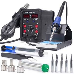lot 5661 image: WEP 8786D-I SE Hot Air Soldering Iron Station Kit 2-IN-1 for Rework, Desoldering with Lead-Free Solder Wire, 5 Soldering Tips, 3 Hot Air Nozzles,Tweezers, Desoldering Pump