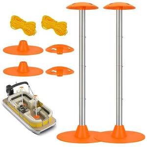 lot 5666 image: Tuszom Boat Cover Support Pole Systems with Anti-UV PE Ropes & 9 ABS Base, Highly Stable Windproof Support Pole - Adjustbale 1-18 in Diameter for V-HullPontoonJon Boat Cover (2 Pack)