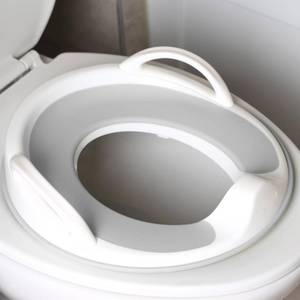 lot 5674 image: Jool Baby Potty Training Seat for Boys and Girls With Handles, Fits Round & Oval Toilets, Non-Slip with Splash Guard, Includes Free Storage Hook (Gray)