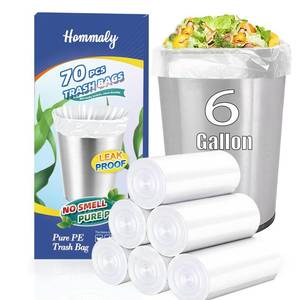 lot 6014 image: 6 Gallon 70 pcs Clear Trash Bags Strong Clear Garbage Bags, Bathroom Trash Can Bin Liners, Plastic Bags for Office Home Kitchen, Fit 6 gallon,7 gallon Waste Basket Liner 5,6,7 Gal(6G70-Clear)