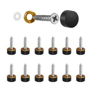 lot 6016 image: KAKULO Mirror Screws Solid Brass Screw Caps (Black 10MM 12Pack)