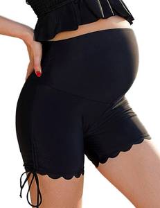lot 6051 image: Bhome Maternity Swim Bottom High Waisted Maternity Swim Shorts Pregnant Swim Suit Black XL