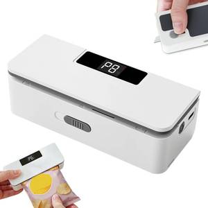 lot 6054 image: USB-C Rechargeable Mini Bag Sealer, 8-Level Adjustable Heat Sealer with Cutter, LED Display, Magnetic Base, Portable Resealer for Snack Bags, Food Storage Bags (White)