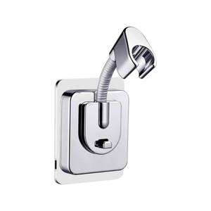 lot 6061 image: Shower Head Holder Wall Mount, 360° Adjustable Handheld, No-Drill Strong Adhesive Wand Bracket, Waterproof, Fits Handles up to 0.83 in (2.1 cm), Bathroom Accessories, Chrome Finish