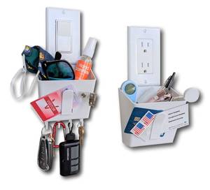 lot 6077 image: Mount Genie Switch Pocket Light Switch Organizer with Key Holder �� Wall Pocket Organizer for Entryway, Mail & Keys �� No Drill Installation, White, 1-Pack