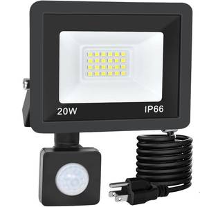 lot 6117 image: RERBIO Motion Sensor Outdoor Lights, Plug in Flood Lights Outdoor Motion Sensor,20W Dusk to Dawn Outdoor Lighting 6000K Waterproof,Adjustable Wall Security Lights for Garage, Porch, Yard