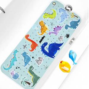 lot 6128 image: Bath Tub Shower Mat Non Slip Kids Bathtub Mat Anti Slip Baby Bath Mat for Tub 40 x 16 Inch Extra Long Toddler Bath Mat with Suction Cups and Drain Holes for Bathroom Floor,Machine Washable,Dinosaurs