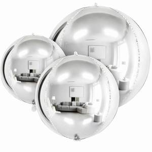 lot 6133 image: Outus 3 Pcs Silver Foil Metallic Balloons 50 32 22 Big 4D Balls