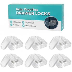 lot 6135 image: 6-Pack Baby Proofing Lock For Drawer, Maveek Child Proof Locks For Corner Drawer Thinner Door Cabinet Kitchen Cupboard Dresser Fridge, Childproof Furniture Latch For 0-12 Month Infant (6 Clear)
