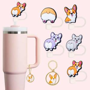 lot 6137 image: Corgi Gifts, Corgi Straw Topper, Reusable 10mm (0.4in) Cute Dog Straw Covers for Stanley Cup Accessories - Corgis Accessories, Stuff, Things, Gifts for Lovers, Women, Kids, Girls