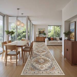 lot 7204 image: Madane Hallway Runner Rug 26x16 Kitchen Runners Vintage, TurmericGrey