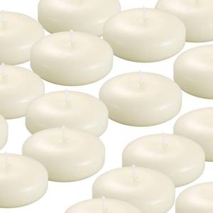 lot 7215 image: KNOURT 24 Pack Floating Candles, 3 Ivory Unscented Dripless Wax Burning Candles, for Weddings, Party, Cylinder Vases, and Home Decorations