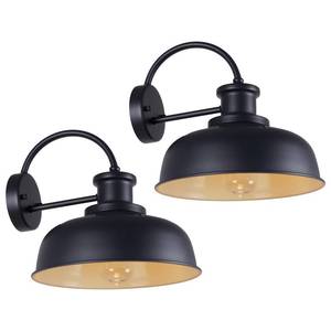 lot 7219 image: Goosebrite Solar Barn Light for Outside, 12 Dusk to Dawn Solar Lights Outdoor Waterproof, Vintage Matte Black Exterior Farmhouse Wall Sconce for Garage Patio Shed Porch, 2 Pack
