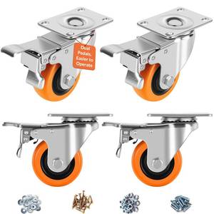 lot 7221 image: ASRINIEY 3 Caster Wheels - Heavy Duty Swivel Casters Set 4 wDual Locking