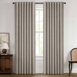 lot 7225 image: MIULEE 100% Blackout Linen Curtains for Bedroom 42 x 84 Inch Greige 2 Panel