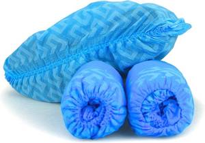 lot 7230 image: G & F Products Disposable Shoe Covers, Slip-Resistant Booties, Heavy-Duty, Waterproof, Elastic Band, Non-Slip Silicone Sole, Reusable, Protects Floors, Blue, 11 Us Men & 13 Us Women, 200 Pieces
