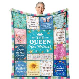 lot 7232 image: Retirement Gift for Woman, Cool Retirement Gifts Women, Retirement Party Decorations, Funny Retired Gifts for NurseTeacherCoworkerMom, Soft Blanket 60x50in