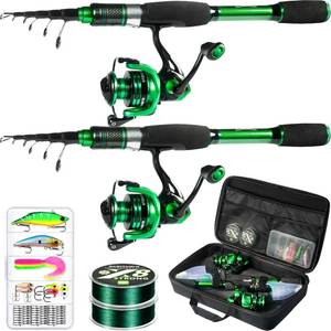 lot 7235 image: Ghosthorn 2 Pack Telescopic Fishing Rod and Reel Combo,Portable Travel Set