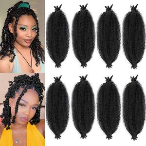lot 8053 image: 8 Packs Springy Afro Twist Hair 16 inch Marley Twist Braiding Hair Pre-Separated Braiding Hair for Distressed Faux Locs Spring Twist Hair Extensions for Women (1B, 16 Inch (Pack of 8))