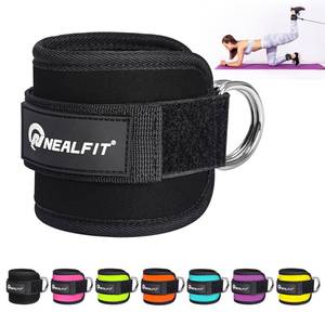 lot 8063 image: NEALFIT Ankle Strap for Cable Machine, Gym Ankle Cuff for Kickbacks, Leg Extensions, Glute Workouts, Booty Hip Abductors Exercise for Women and Men (Black, Single)