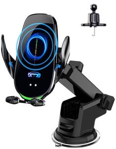 lot 8098 image: Wireless Car Charger Mount, Fast Charging Auto Clamping 15W Intelligent Dual Control Induction Car Phone Holder Mount Wireless Charging Compatible with All iPhone Android Smartphone