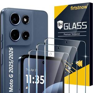 lot 8107 image: firtstnow 3 Pack for Motorola Moto G (20262025) Screen Protector Tempered Glass, Military Grade Shatterproof, 9H Hardness, Fingerprint Unlock, HD Clear Case Friendly 6.7 Inch
