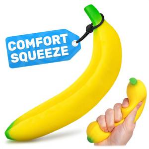 lot 8112 image: Tesorrio Fake Banana Stress Relief Squeeze Fidget, Soft PU Foam, 6.7 Inch