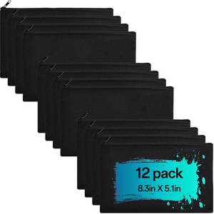 lot 8121 image: ZeeDix 12 Pack Small Canvas Zipper Pouch for Makeup Pencil Travel 8.3x5 In