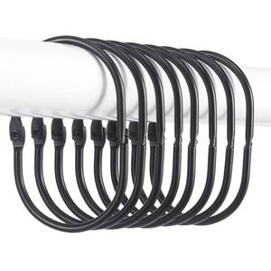lot 8124 image: Goowin Shower Curtain Rings, Metal Black Shower Curtain Hooks, Oval Snap Shower Rings for Curtain, Shower Curtain Rings Rust Proof, Glide Smoothly Shower Hooks for Shower Curtain Rod (Black)