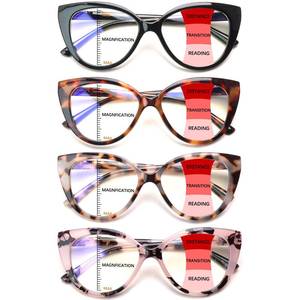 lot 8130 image: CLASAGA Progressive Multifocus Reading Glasses for Women Blue Light Blocking Spring Hinge Computer Multifocal Cat Eye Readers (4 CAT, 2.5, x)