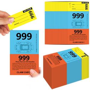 lot 8140 image: 1000 PCS 3 Part Valet Parking Tickets with Car Diagram Valet Tags Numbered Claim Check Key Valet Stub Perforated Parking Tickets for Car Lot Business 2.83 x 5.5 Inches Heavyweight Paper (Bright)
