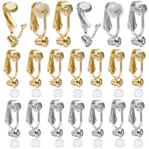 lot 8165 image: BronaGrand 20 Pieces Earring Clip Backs Clip-on Earring Converter Components Findings with Post for None Pierced Ears, Silver and Gold