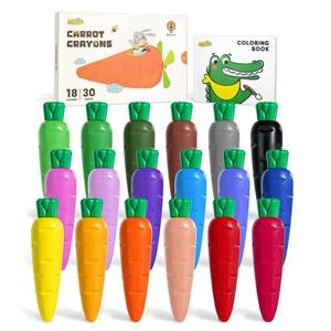 lot 8166 image: JUPITEARTH Carrot Crayons for Kids 18 Colors, Non Toxic Beeswax Crayons for Toddlers 1-3 with 30-Page Coloring Book & Stickers & 120 PDF Pages, Mess-Free Coloring for Kids Art Supplies Gift