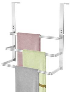 lot 8169 image: 16Inch Over The Door Towel Rack, VOTZAAQ Stainless Steel Over Door Towel Holder, Door Towel Hanger with 3 Tier Towel Bars, Over Door Towel Storage for Bathroom, Brushed Nickel