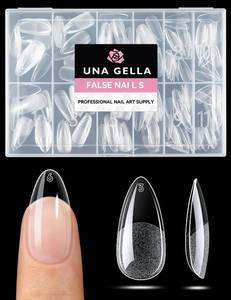 lot 8176 image: UNA GELLA Almond Nail Tips Medium 216pcs X-Soft Gel Press On Nails