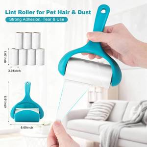 lot 8182 image: HPKTEFIH Super Sticky Pet Hair Remover Roll 350 Sheets Set with Upgraded Handle, 7 Rolls, Portable Hair Remover for Clothes, Furniture, Carpets, Dog and Cat Hair