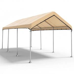 lot 8197 image: SIHAIAN 10 x 20 Ft Carport Replacement Canopy Cover(No Frame), Easy to Set up Carport Canopy, 500D Heavy-Duty Garage Top Tent Shelter Tarp Waterproof and UV Protected (Only Canopy Cover) Beige
