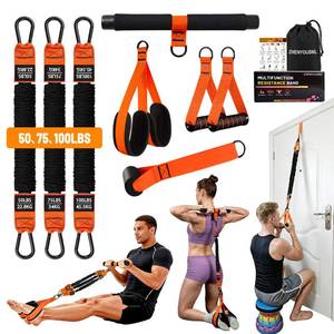 lot 8198 image: 10PCS Pedal Resistance Band with Handle, Workout Door Anchor Kit, Orange