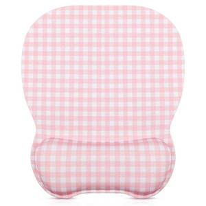 lot 8207 image: Sabary Pink Gingham Mouse Pad with Wrist Rest Checkered Mouse Pad
