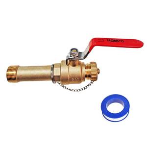 lot 8208 image: Water Heater Drain Valve 34MIP X 34 Male GHT x 3 Length Shank Connection to drain or Flush Hot Water Heater Faster and Easy Big Full Port (Lead-Free Brass,3 Inch Shank with Long Handle,Straight)
