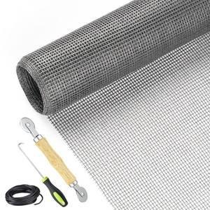 lot 8210 image: Screen Repair Kit Easy DIY Project 36 x 90 Fiberglass Screen Mesh with Rolling Tool and Screen Retainer Spline Screen Replacement kit for Windows Sliding Doors and Patio Screens (36 x 90, Gray)