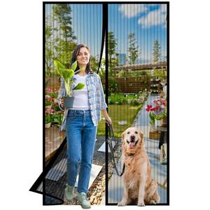 lot 8211 image: Magnetic Screen Door -Fit Door Size 36.0 x 80.0 Retractable Screen Door Mesh for Front Door or Sliding Door, Pet & Kid Friendly, Hands-Free Closure Keeps Bugs Out & Lets Breeze in, Stripe Black