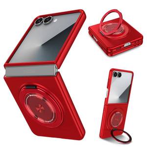 lot 8221 image: Magnetic Case for Samsung Galaxy Z Flip 7, Compatible with MagSafe Shockproof Slim fit Samsung Z Flip 7 Phone Case with Magnetic Ring Kickstand, Red