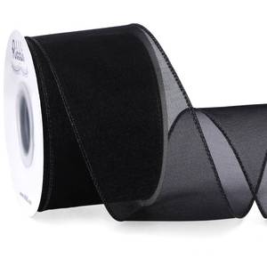 lot 8223 image: Ribbli Black Organza Wired Ribbon, Black Sheer with Metallic Edge,2-12 Inch x 20 Yards Christmas Tree Ribbon for Decoration Gift Wrapping Wedding Crafts