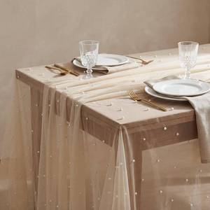 lot 8228 image: Horaldaily White Beige Pearl Tablecloth, 60�104 Inch, Rectangular
